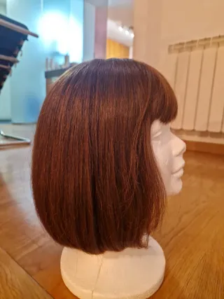 Peluca pelo natural oncológica castaña