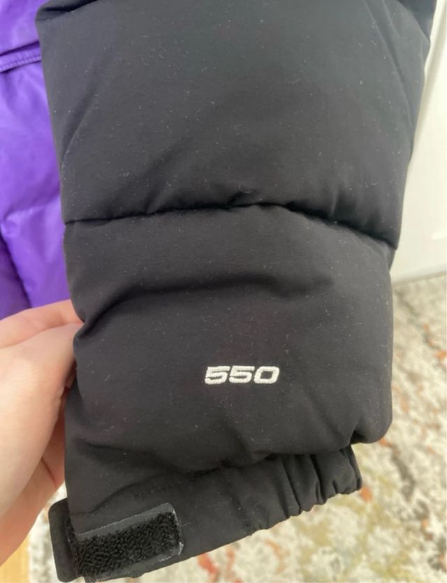 Abrigo plumas morado The North Face con capucha