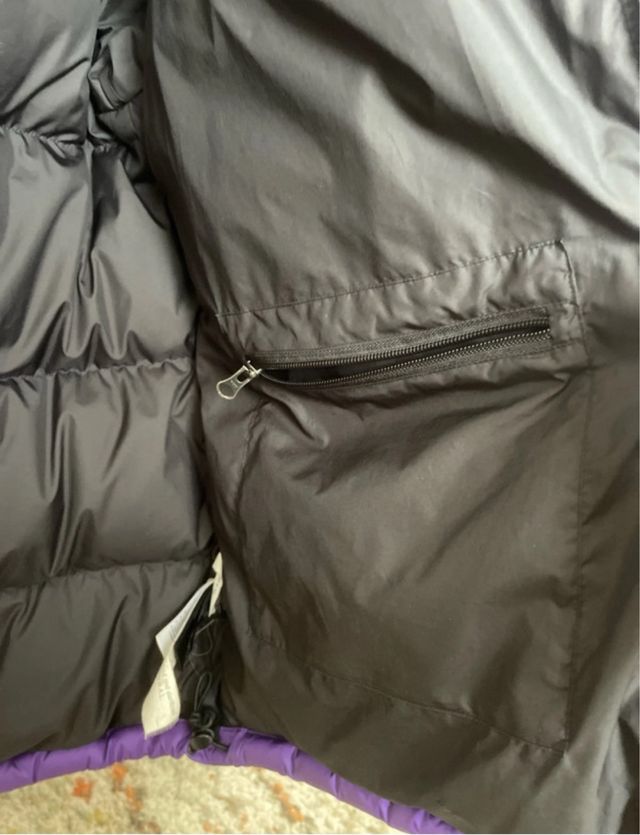 Abrigo plumas morado The North Face con capucha