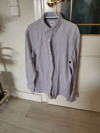 Camisa Zara Hombre Gris Talla L