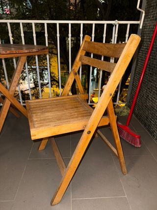 Mesa y Silla Terraza Madera Plegable