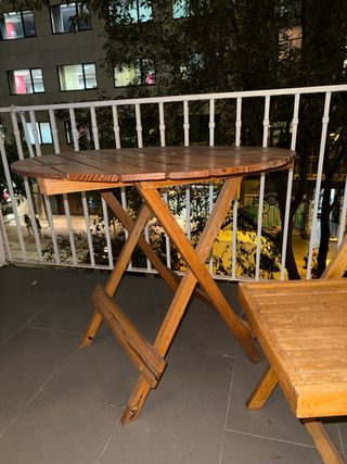 Mesa y Silla Terraza Madera Plegable