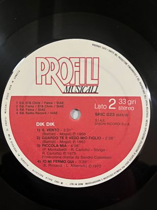 Dik Dik "Profili Musicali" disco vinile pop rock