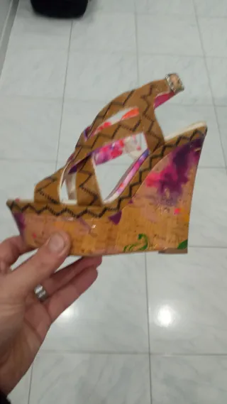 Sandali con zeppa donna marroni multicolor