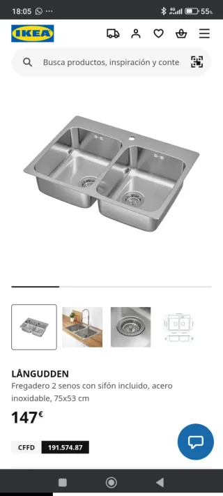 Fregadero Doble Seno Ikea