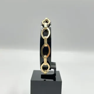 PULSERA DISEÑO ITALIANO GRECA. Hueca. Oro 18k.