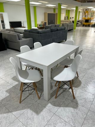 Comedor Mesa Madera 140cm + 6 Sillas