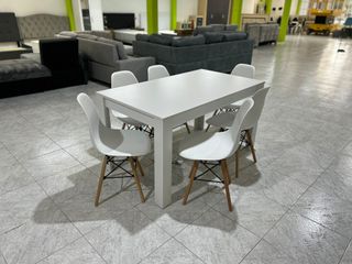 Comedor Mesa Madera 140cm + 6 Sillas
