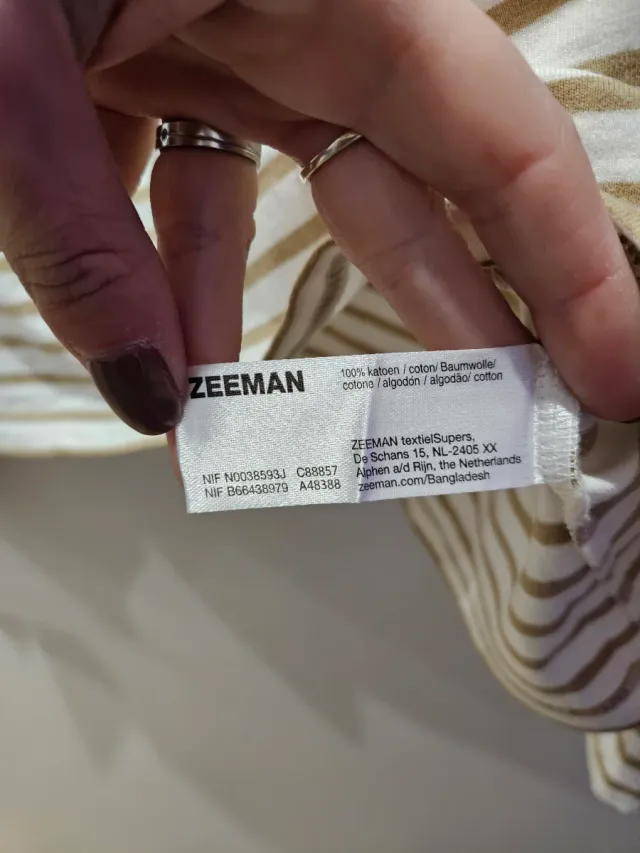 Camiseta de rayas cuello fluor talla 36 Zeeman