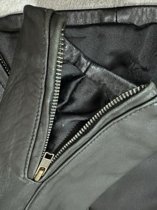 Chaqueta cazadora de piel ovina negra – Talla 44