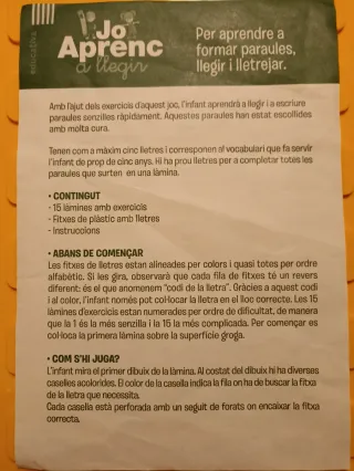 Juego Jo aprenc a llegir de Diset