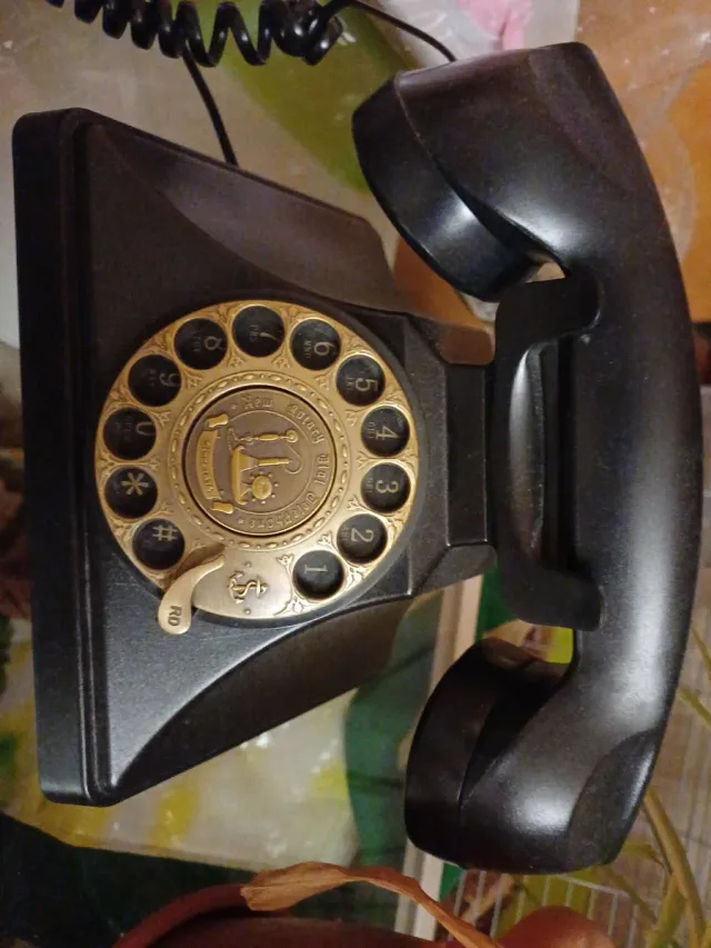 Teléfono Fijo Vintage Ruleta Negro