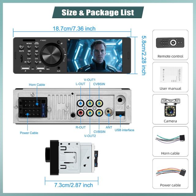Autoradio 1 DIN CarPlay Android Auto