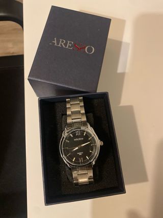 Reloj Exactime Hombre Esfera Negra Plateado