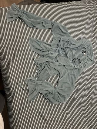 Blusa transparente gasa manga acampanada