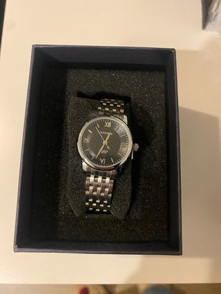 Reloj Exactime Mujer Esfera Negra Plateado