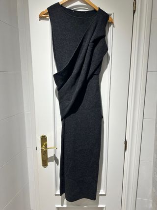 Vestido de punto gris invierno mujer