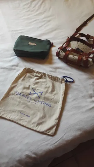 Bolso arnés Daniel Chong beige multicolor