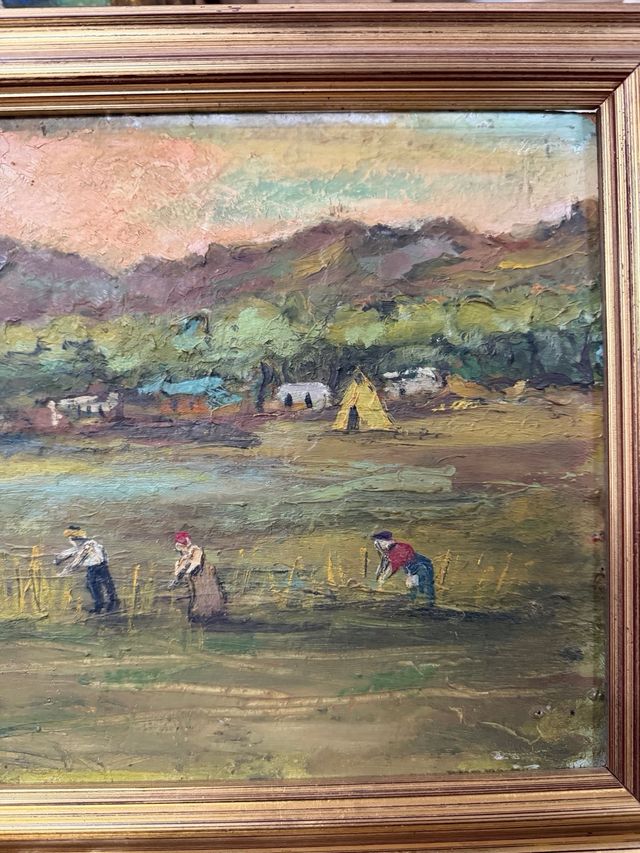 antiguo oleo italiano sobre tableta inicios s XX.