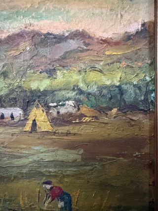 antiguo oleo italiano sobre tableta inicios s XX.