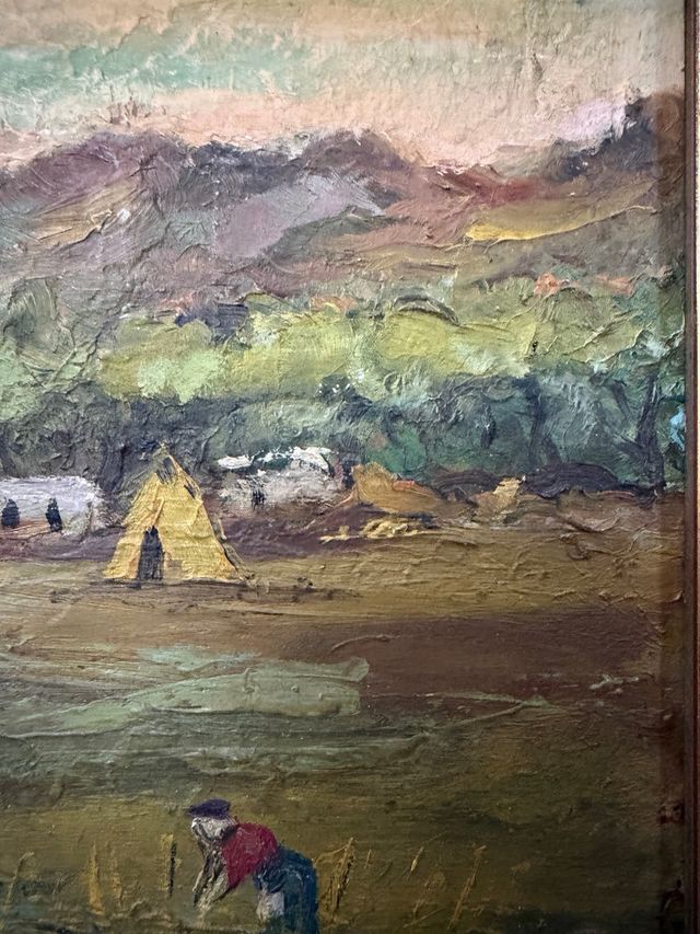 antiguo oleo italiano sobre tableta inicios s XX.