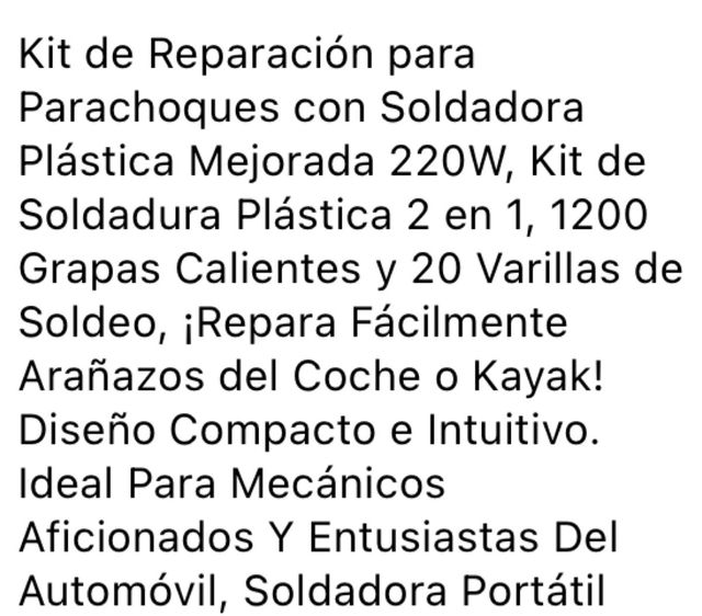 Pistola soldadura plástico kit grapas