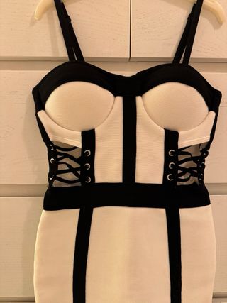 Vestido bandage blanco y negro