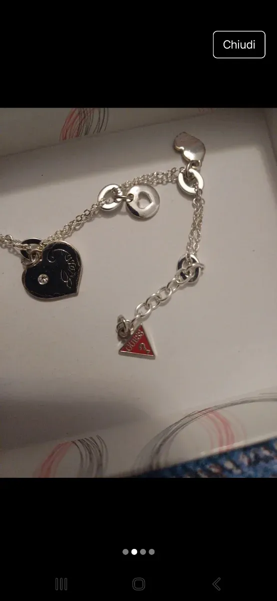 Bracciale Guess Cuore e Triangolo Rosso Argento