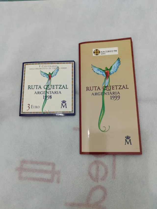 Monedas Plata Ruta Quetzal Argentaria 1998 y 1999