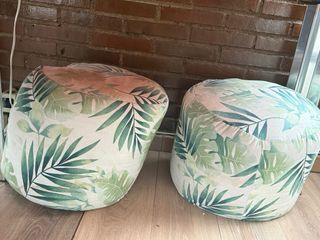 2 Pouf Design Foglie Tropicali