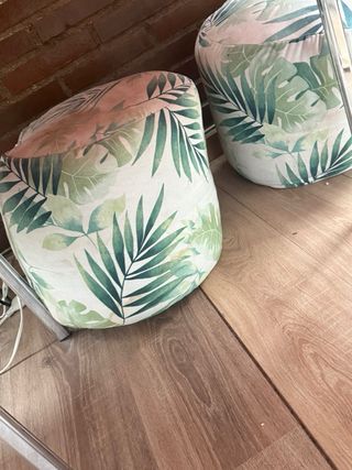 2 Pouf Design Foglie Tropicali