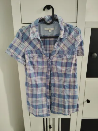 Camisa Next cuadros azul y morado Talla xs