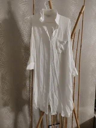 Camisa larga blanca mujer M