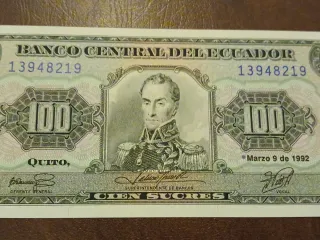 Billete Ecuador 1992  100 sucres