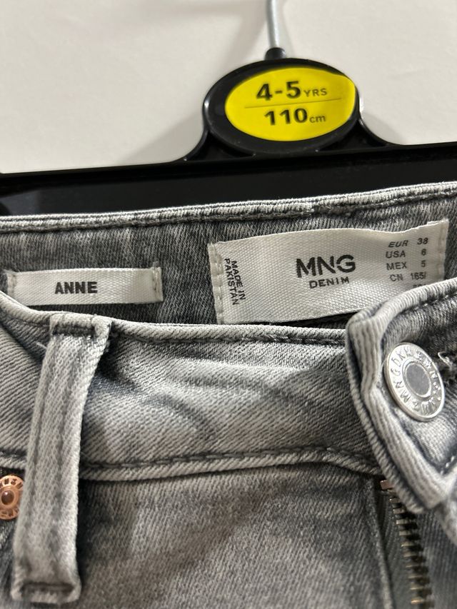 Pantalón vaquero gris Mango Talla 38 Modelo Anne