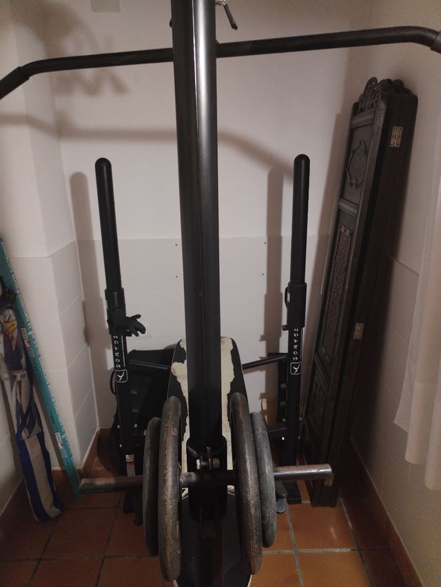 Banco de pesas y discos