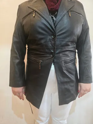 Cazadora Piel Mujer Negra