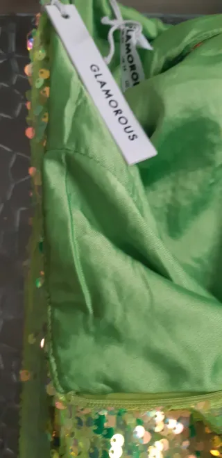 Gonna lunga paillettes oro/verde