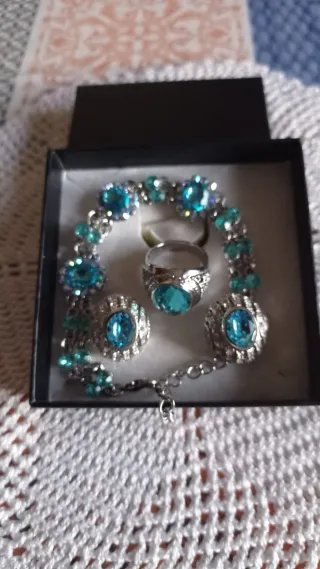 Conjunto bisutería plata y turquesa