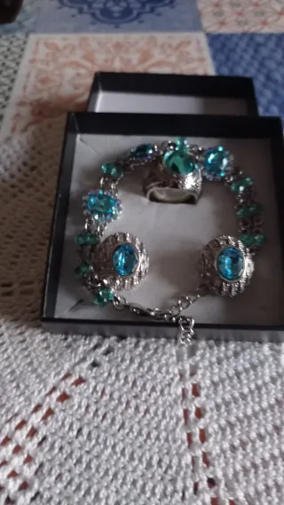Conjunto bisutería plata y turquesa