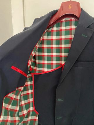 Blazer azul oscuro  forro cuadros
