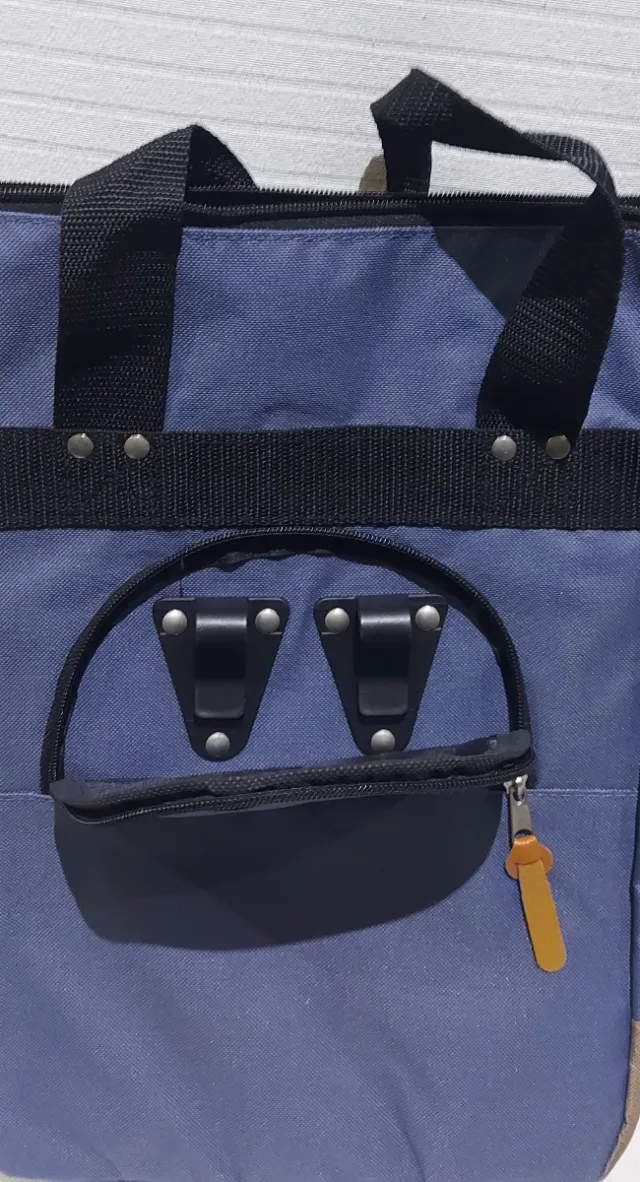 Bolso bandolera azul y beige