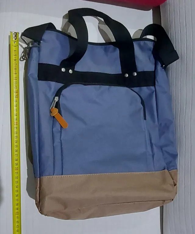 Bolso bandolera azul y beige