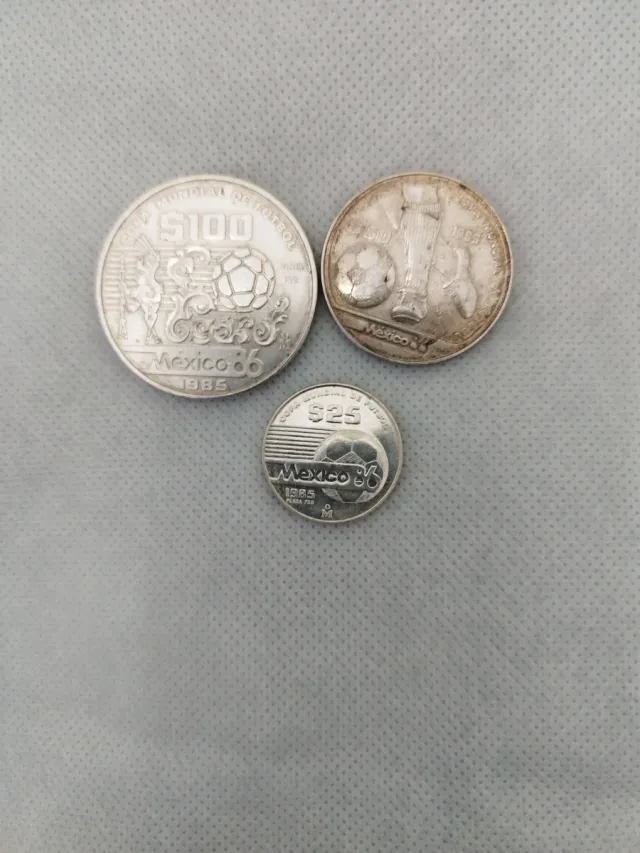 Monedas Plata México 86 Mundial Fútbol