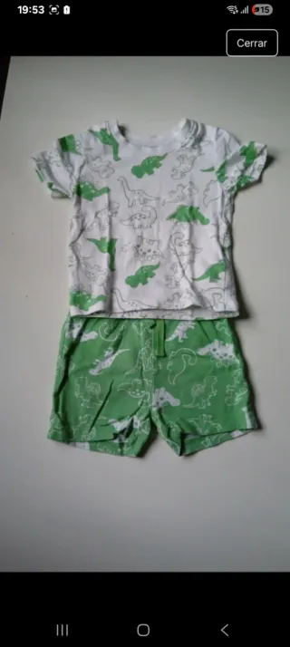 Conjunto infantil dinosaurios blanco y verde