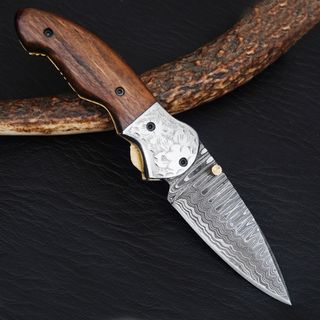 Coltello Damasco Legno Acciaio Forgiato