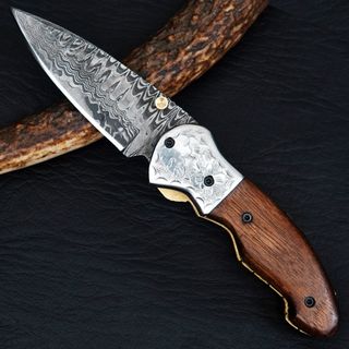 Coltello Damasco Legno Acciaio Forgiato