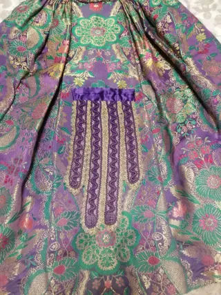 Falda y lazo fallera morado y dorado