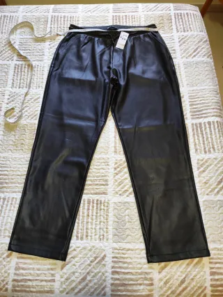 Pantalón polipiel mujer negro