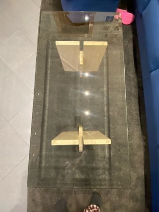 Mesa centro mármol y cristal